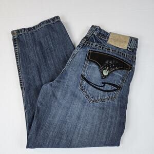 A Prodigee Distressed Y2K Jean Faux Leather Pocket Flap Southpole Blue Men 36x29